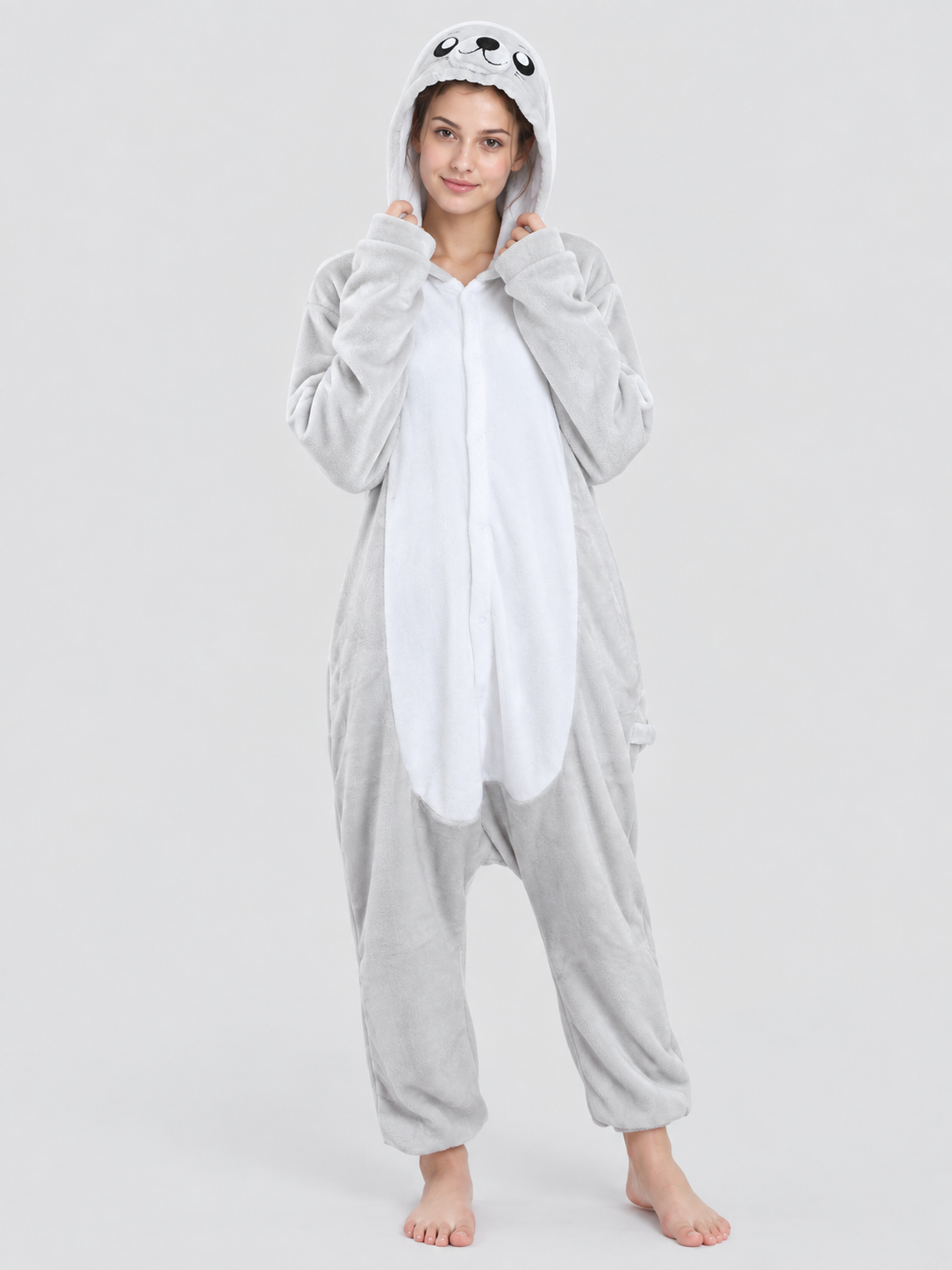 Flannel Sea Lion Kigurumi Jumpsuit with Face