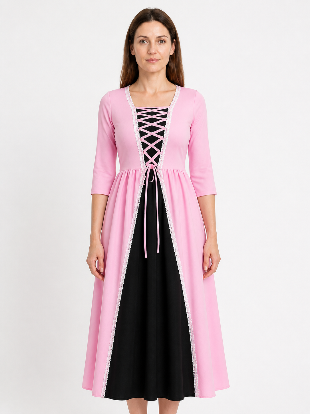 Medieval Princess Dress with White Trim and Lacing Costume Dresses detail 3