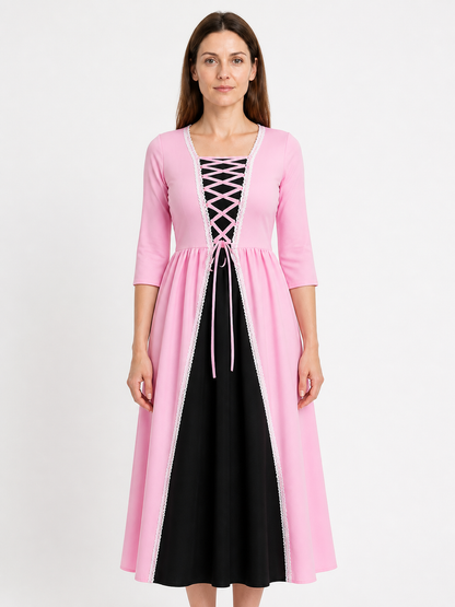Medieval Princess Dress with White Trim and Lacing Costume Dresses detail 3