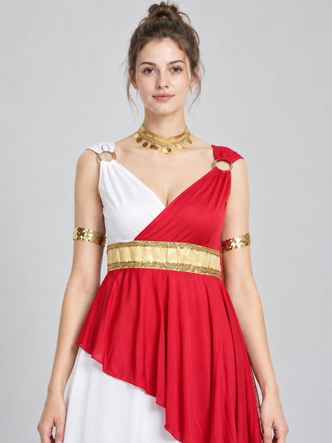 Carnival Dress with Red Asymmetrical Draping
