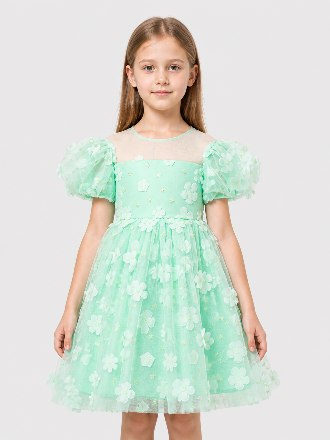 Mint Princess Dress for Girls with a Tulle Skirt Costume Dresses detail 3