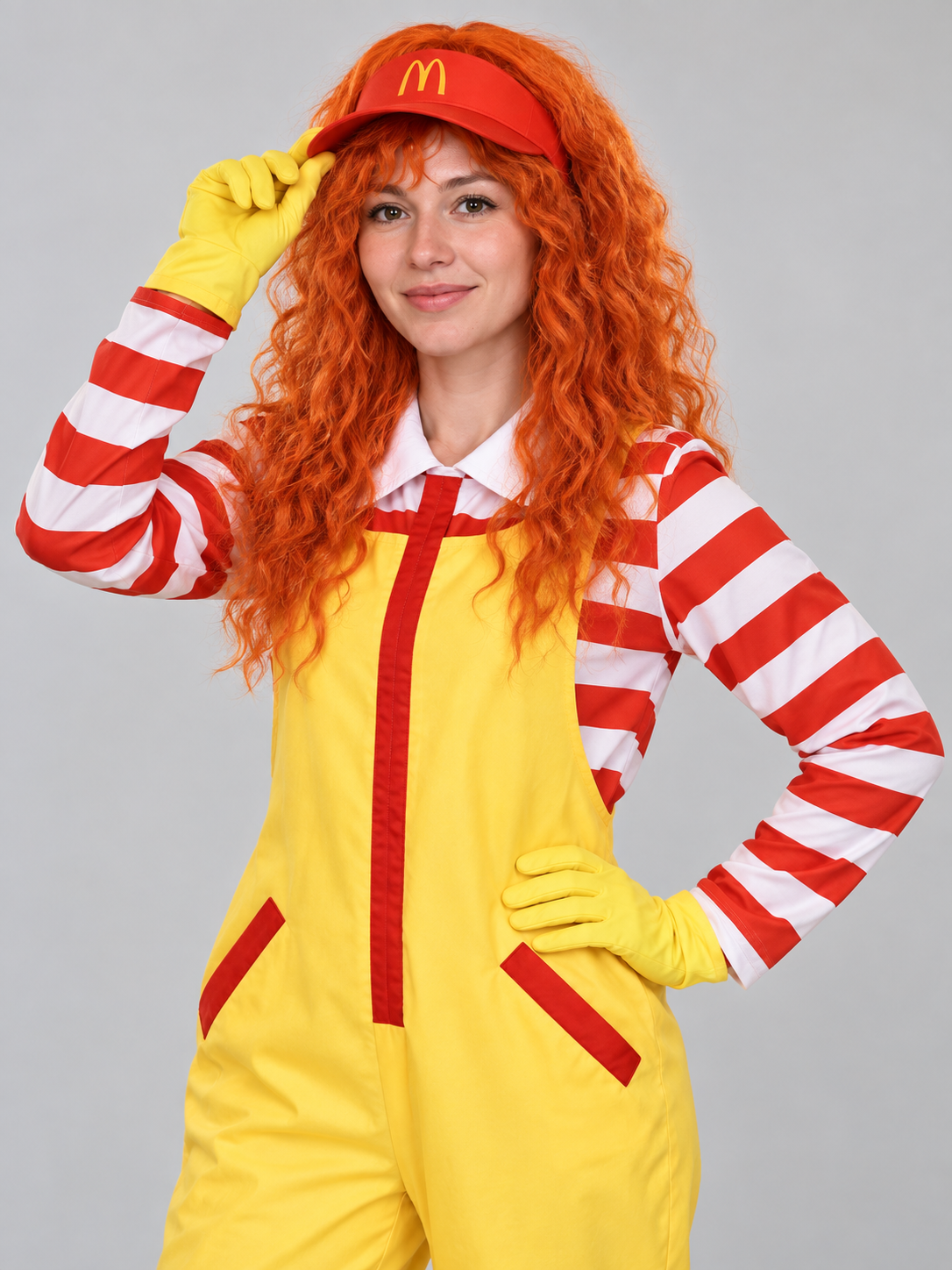Yellow Clown Costume with Wig, Gloves, and Cap