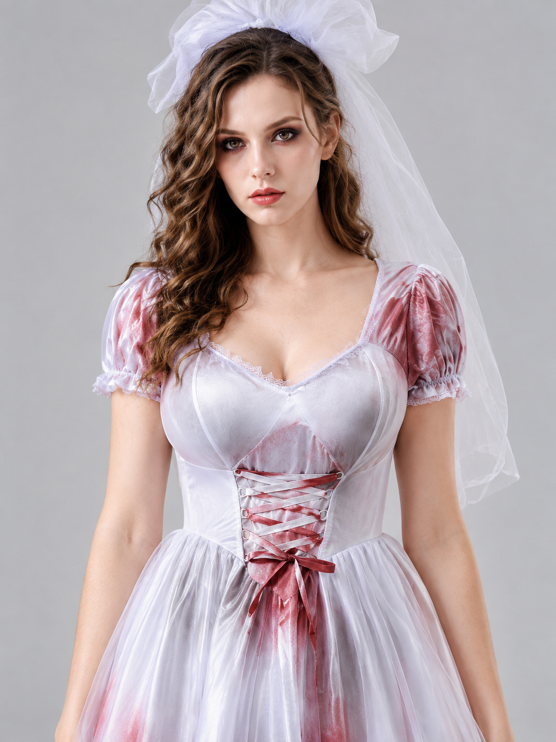 Ghost Bride Halloween Costume with Veil