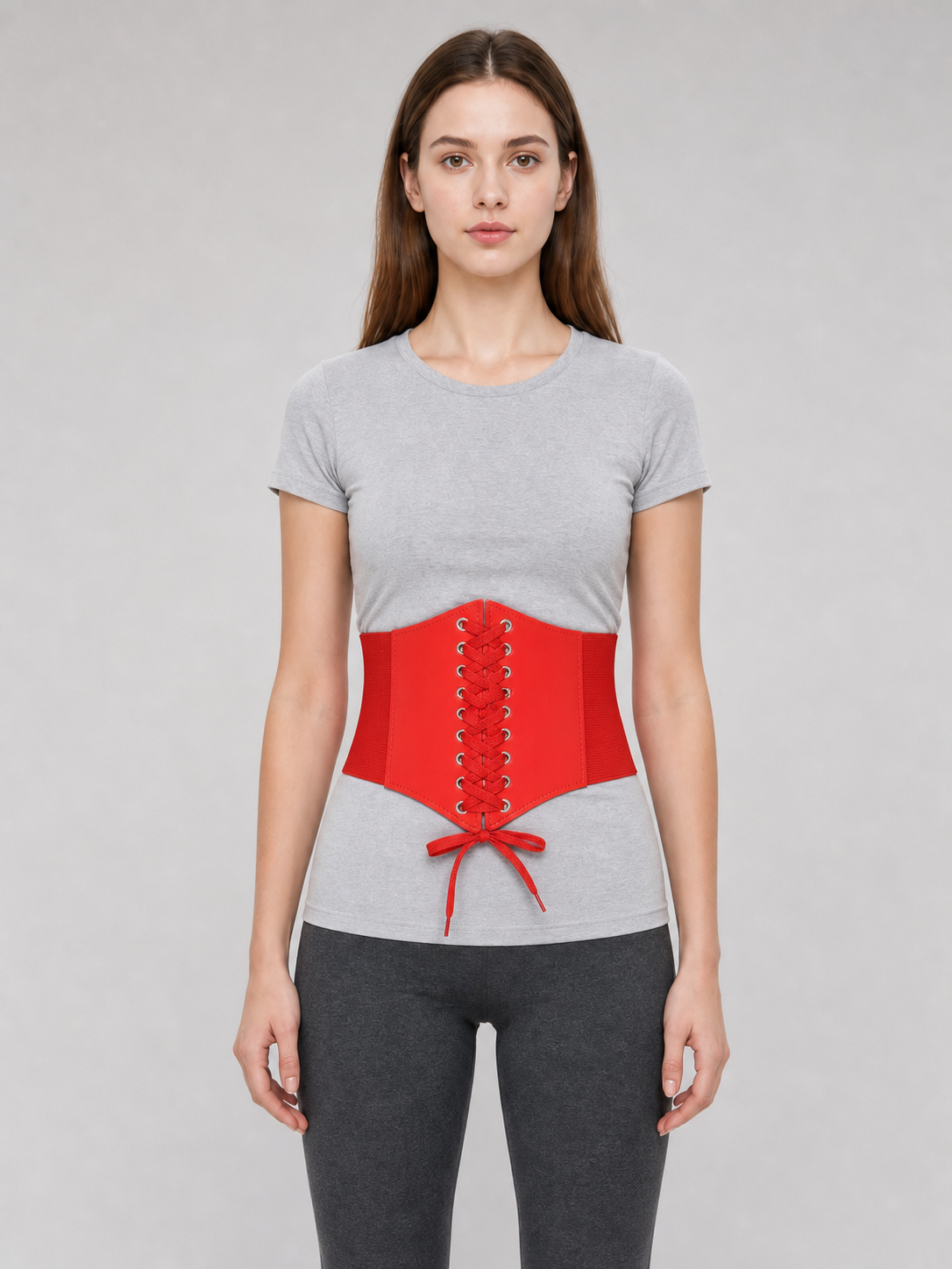 Red Lace-Up Corset Belt for Dresses and Outfits