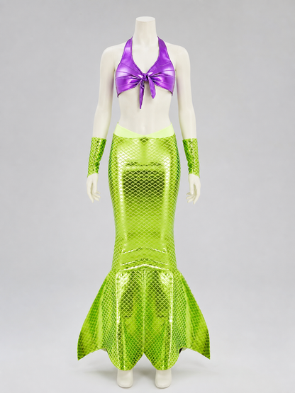 Mermaid Costume with Lace-Up Top and Fish-Tail Skirt