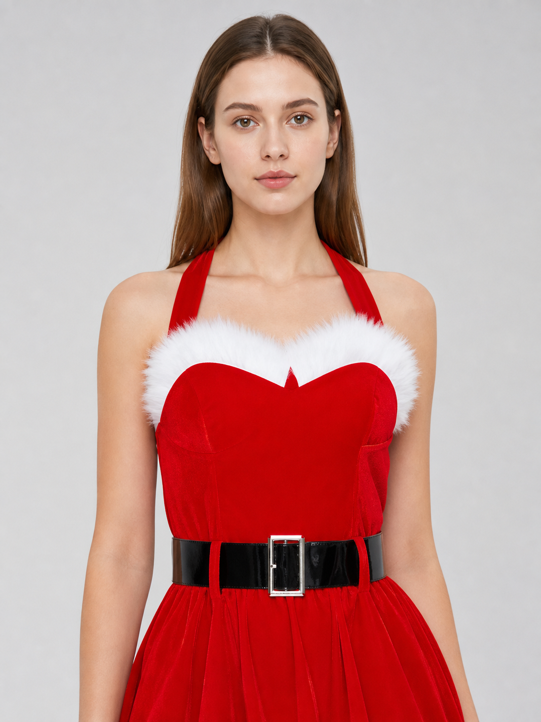 Christmas Cosplay Costume with White Trim
