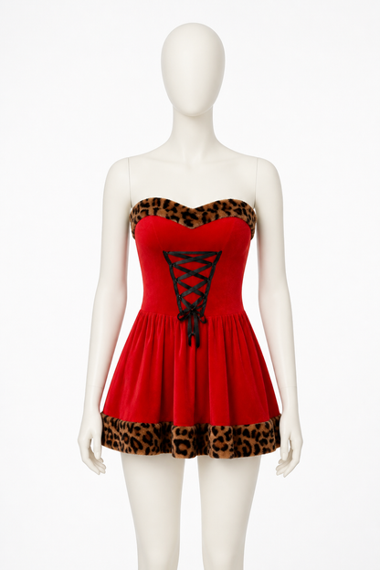 Sleeveless Dress with Leopard Trim Costume Dresses detail 3