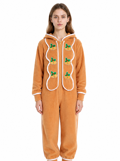 Christmas Jumpsuit with Hood and Gingerbread Print product detail 3