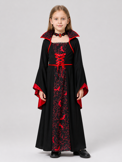 Black and Red Kids' Vampire and Witch Costume for Halloween Costumes detail 3