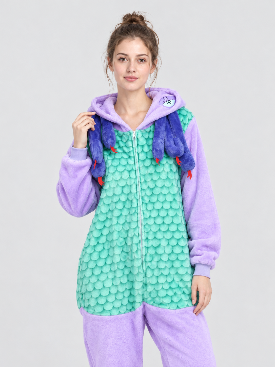 Flannel Hooded Zip-Up Pajama Jumpsuit