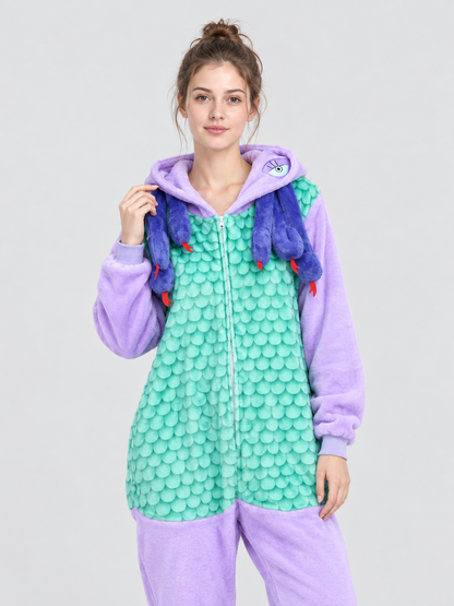 Flannel Hooded Zip-Up Pajama Jumpsuit