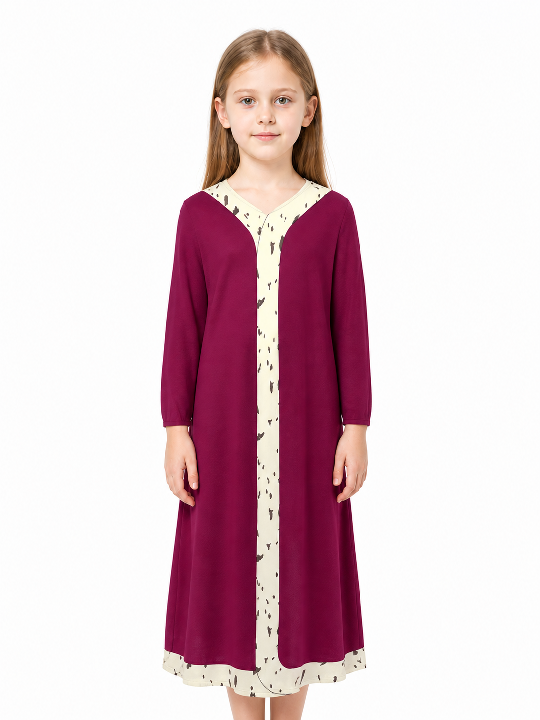 Pomni Cosplay Dress, Long Sleeves, Burgundy and Cream Costume Dresses detail 3