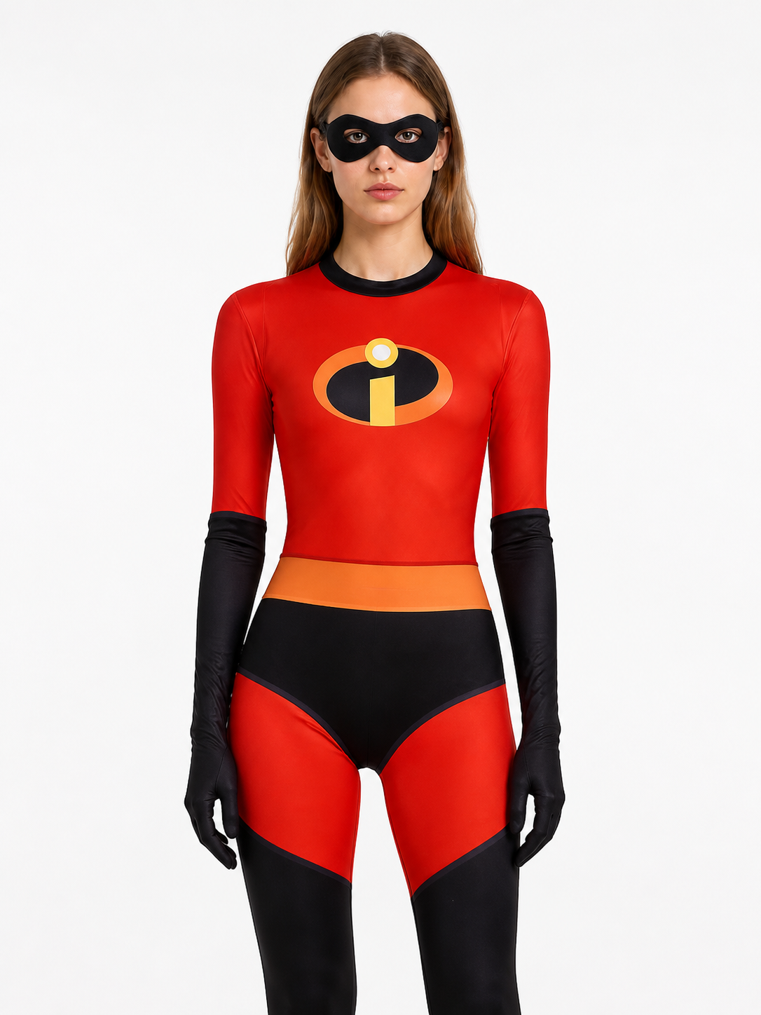 Red and Black Cosplay Jumpsuit with Mask Costume Masks detail 3