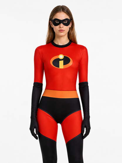 Red and Black Cosplay Jumpsuit with Mask Costume Masks detail 3