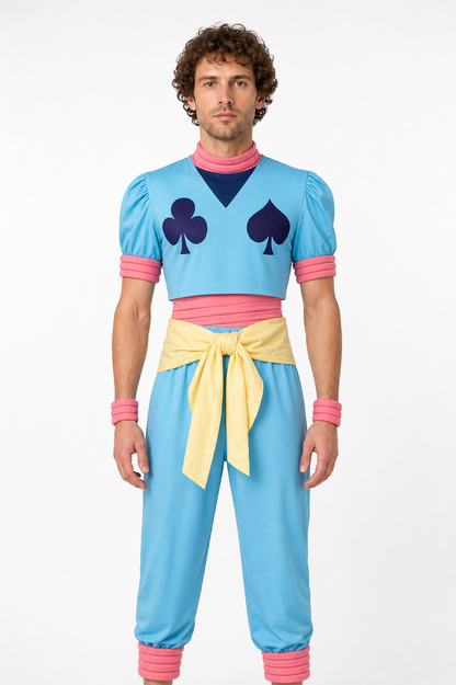 Kurapika Cosplay Costume with Pink Ruffles and Yellow Belt Costumes detail 3