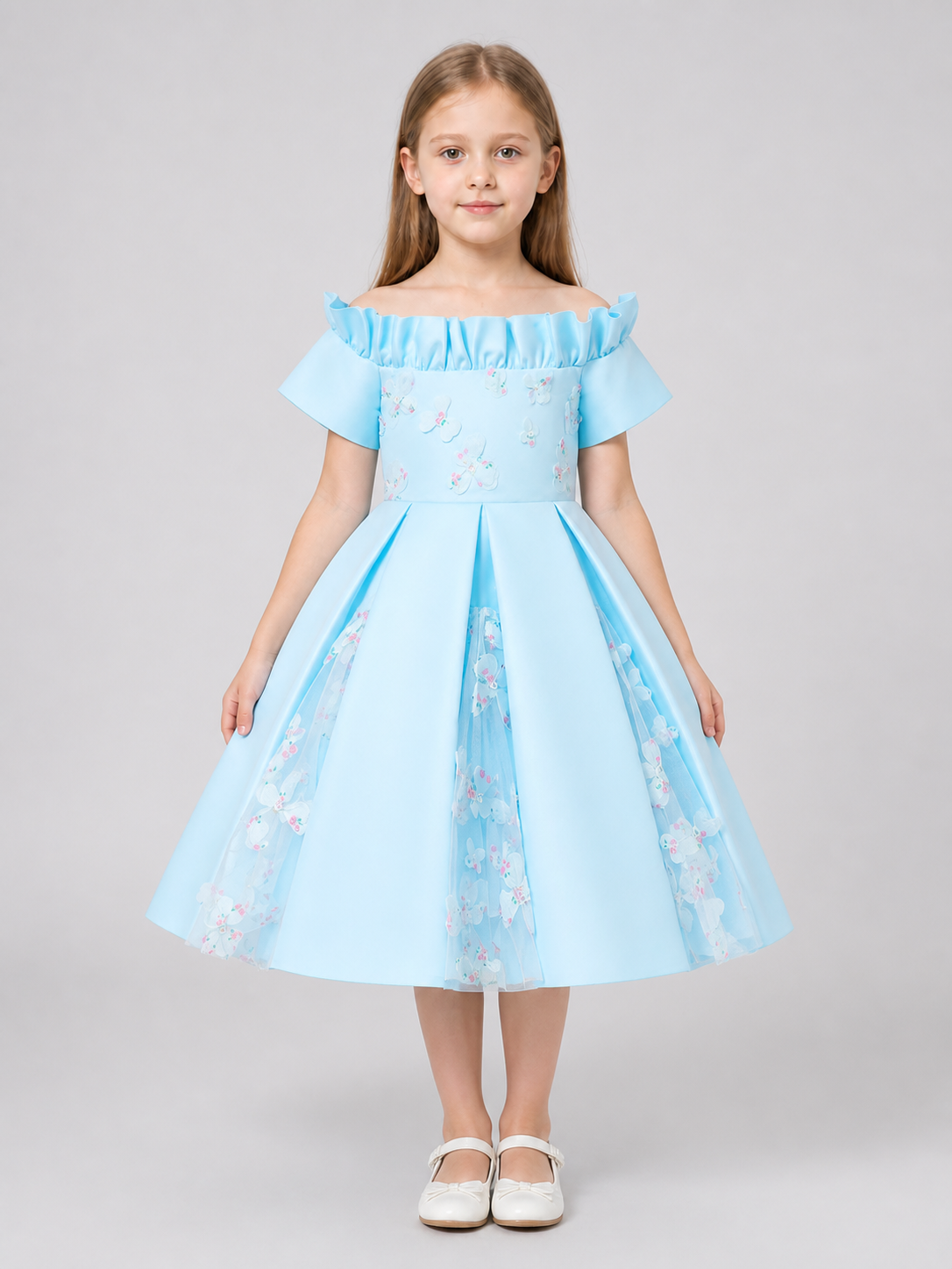 Kids' Light Blue Princess Dress with Full Skirt