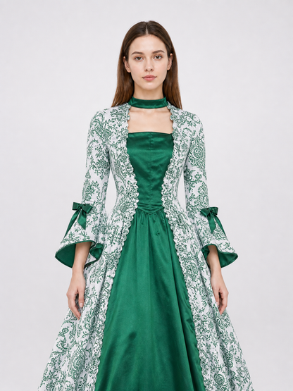 Long Evening Dress with Flared Sleeves