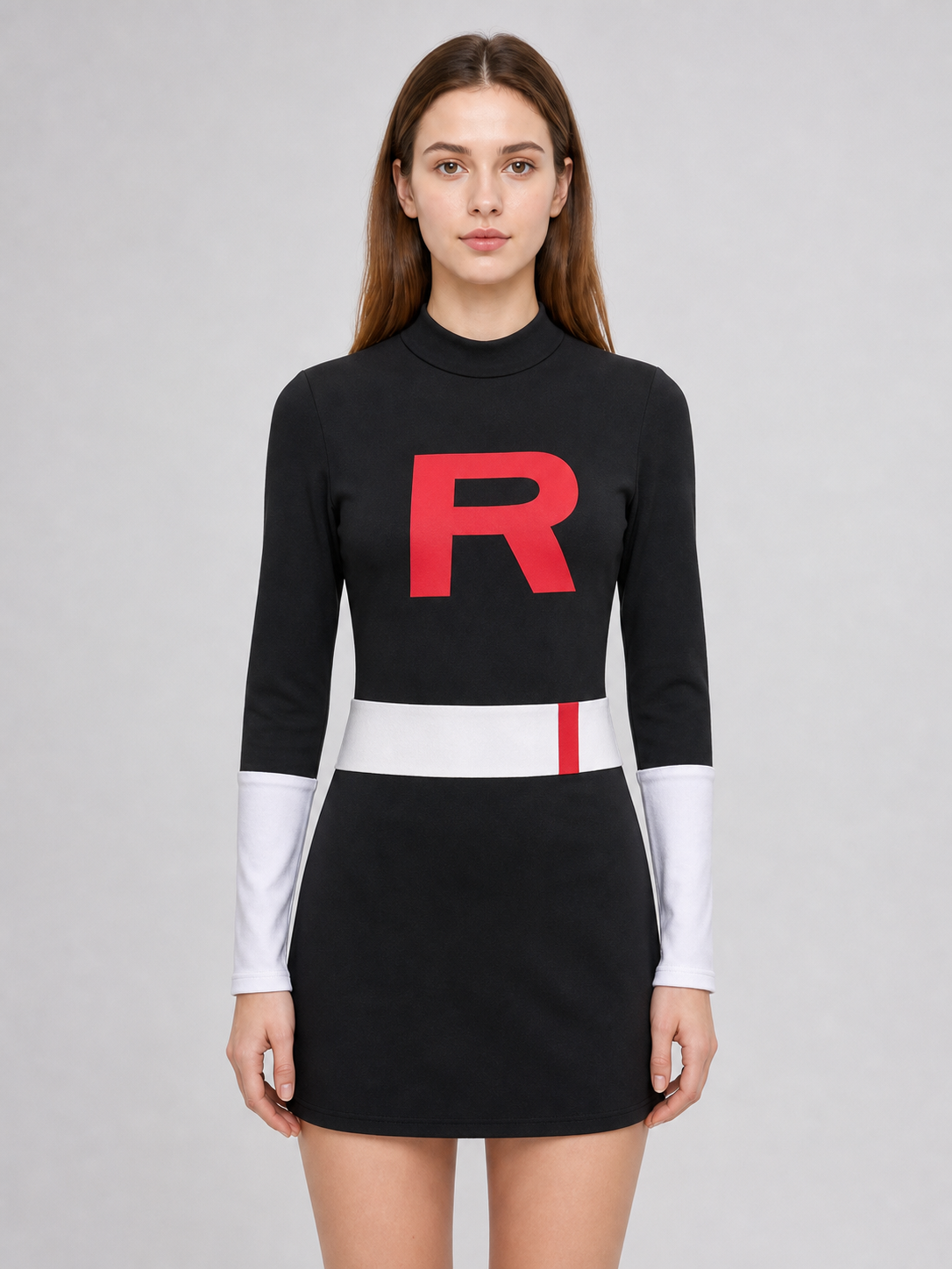 Kojiro Cosplay Dress, Black with Red Letter R