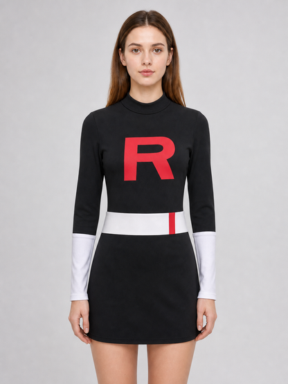 Kojiro Cosplay Dress, Black with Red Letter R