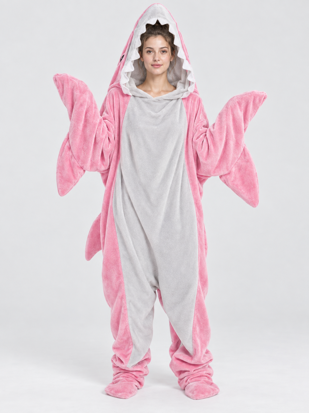 Light Pink Shark Kigurumi Pajama with Fins and Tail