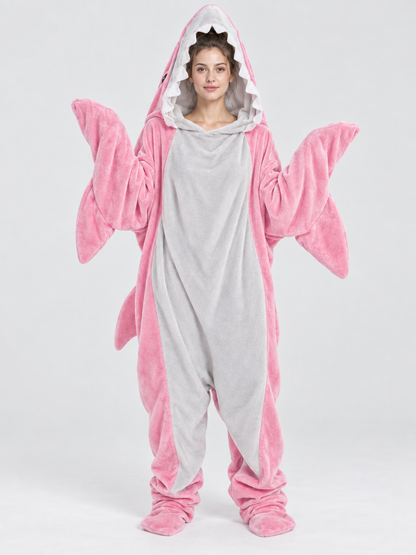 Light Pink Shark Kigurumi Pajama with Fins and Tail