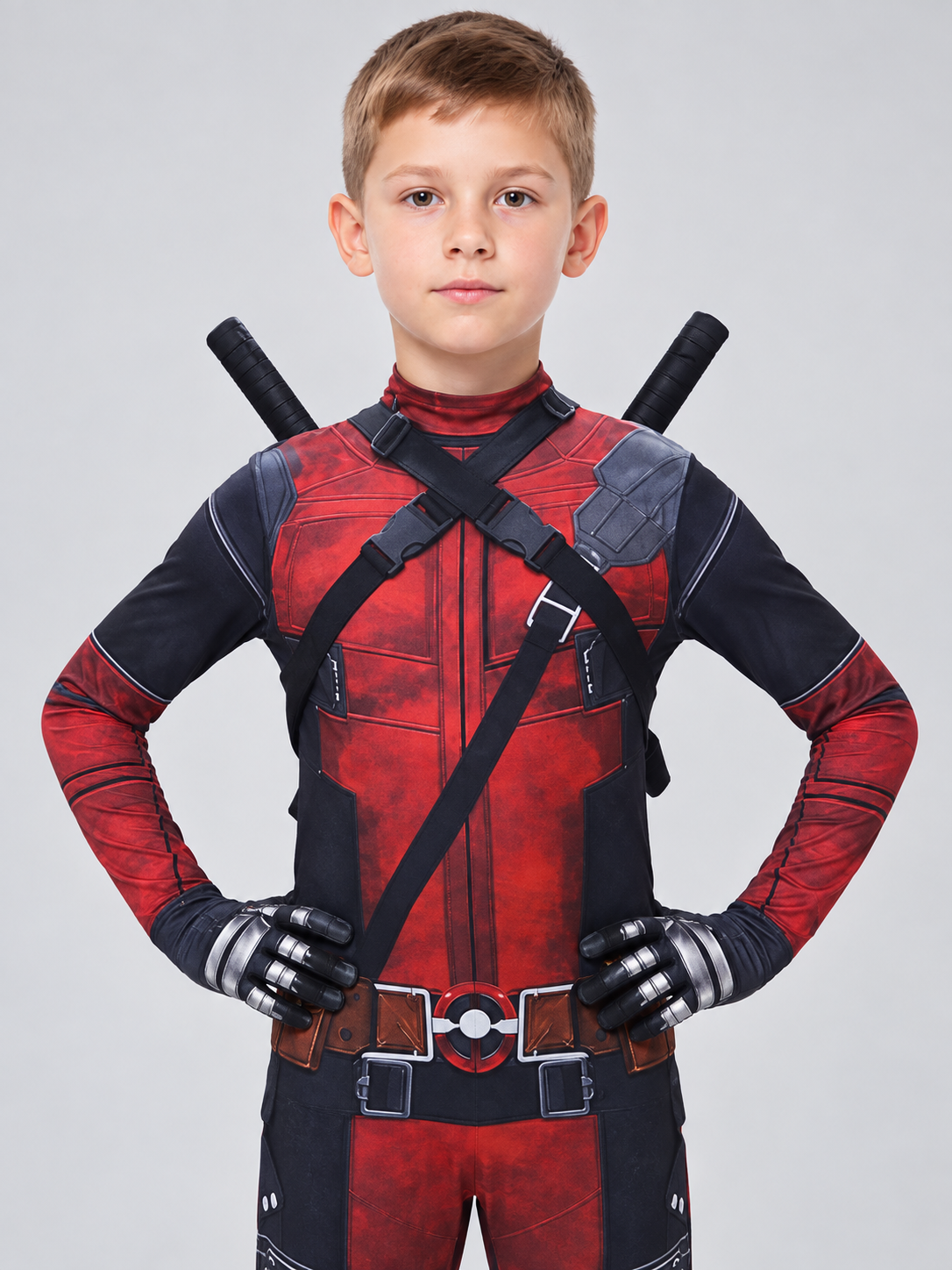 Red and Black Superhero Cosplay Costume with Mask