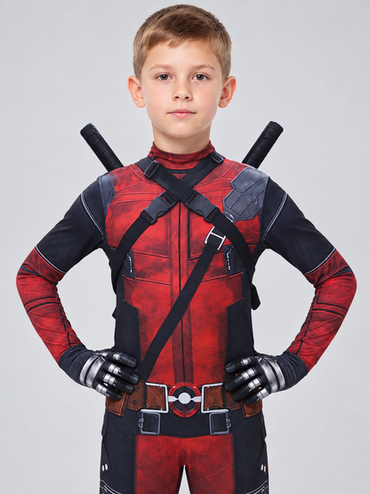 Red and Black Superhero Cosplay Costume with Mask