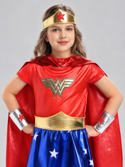 Kids' Superhero Carnival Costume with Cape and Skirt