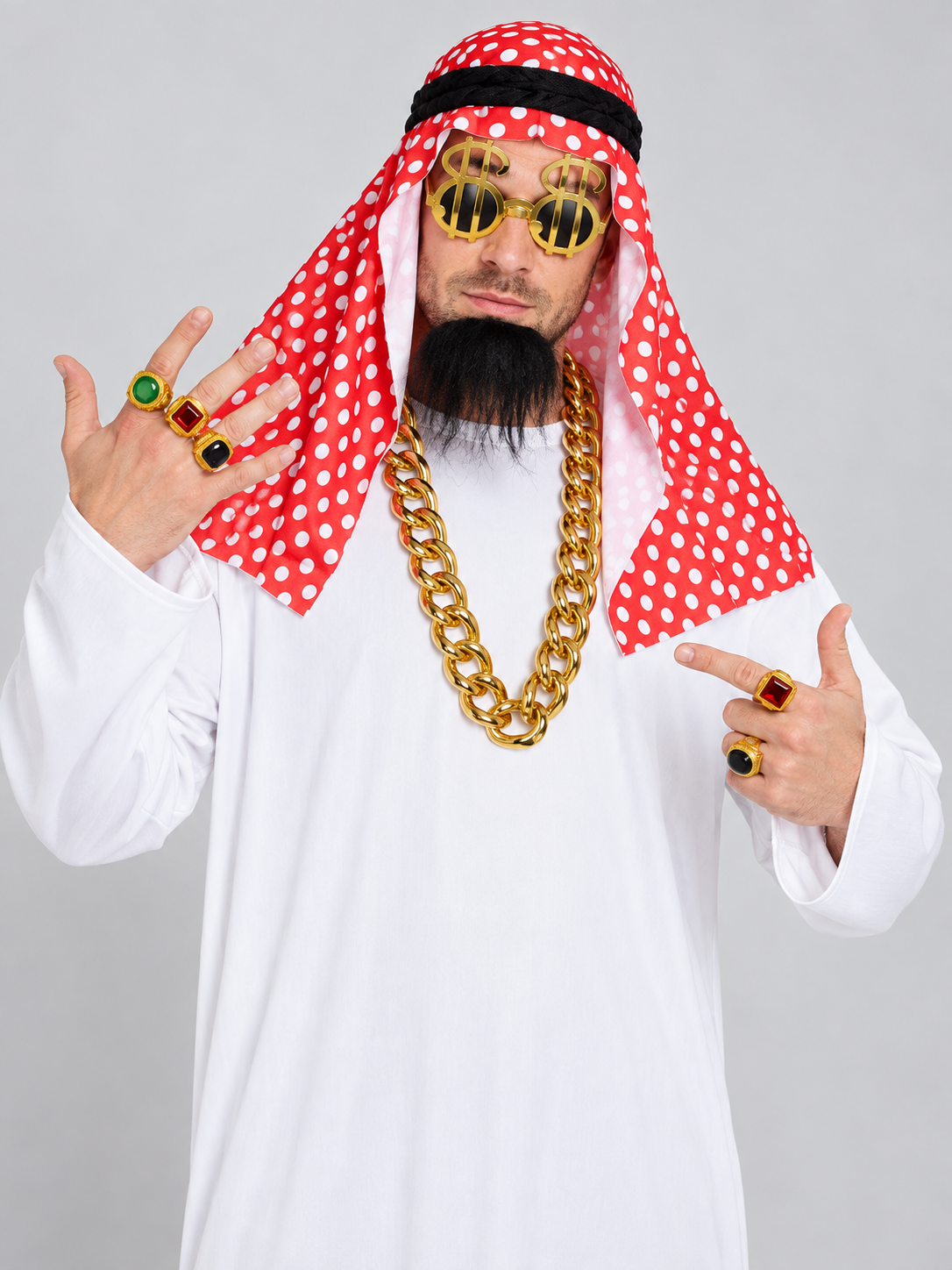 Adult Carnival Costume with White Robe and Glasses