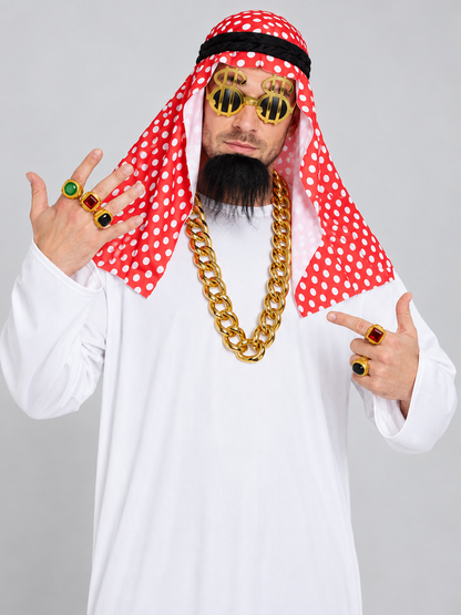 Adult Carnival Costume with White Robe and Glasses