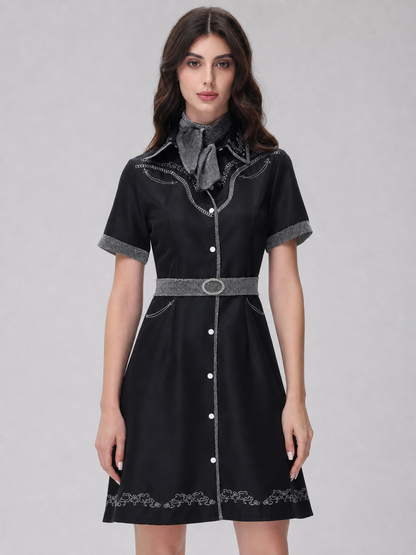 Western-Style Cosplay Dress with Belt and Bow Costume Dresses detail 3
