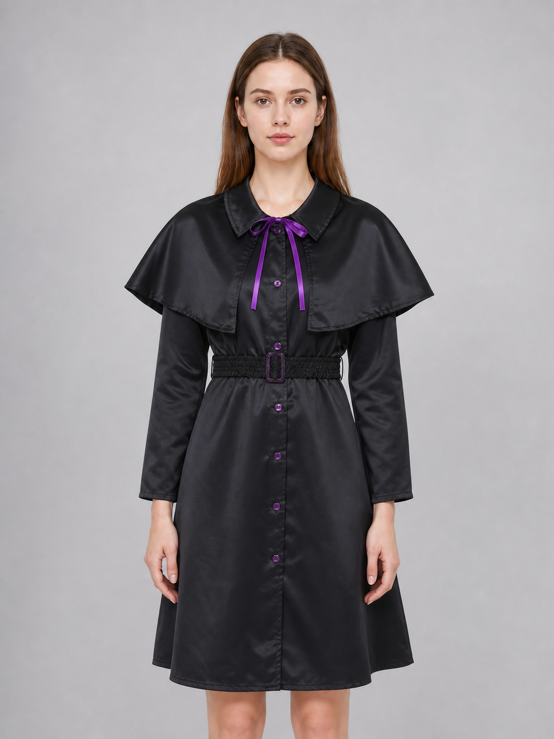 Halloween witch costume with cape and hat