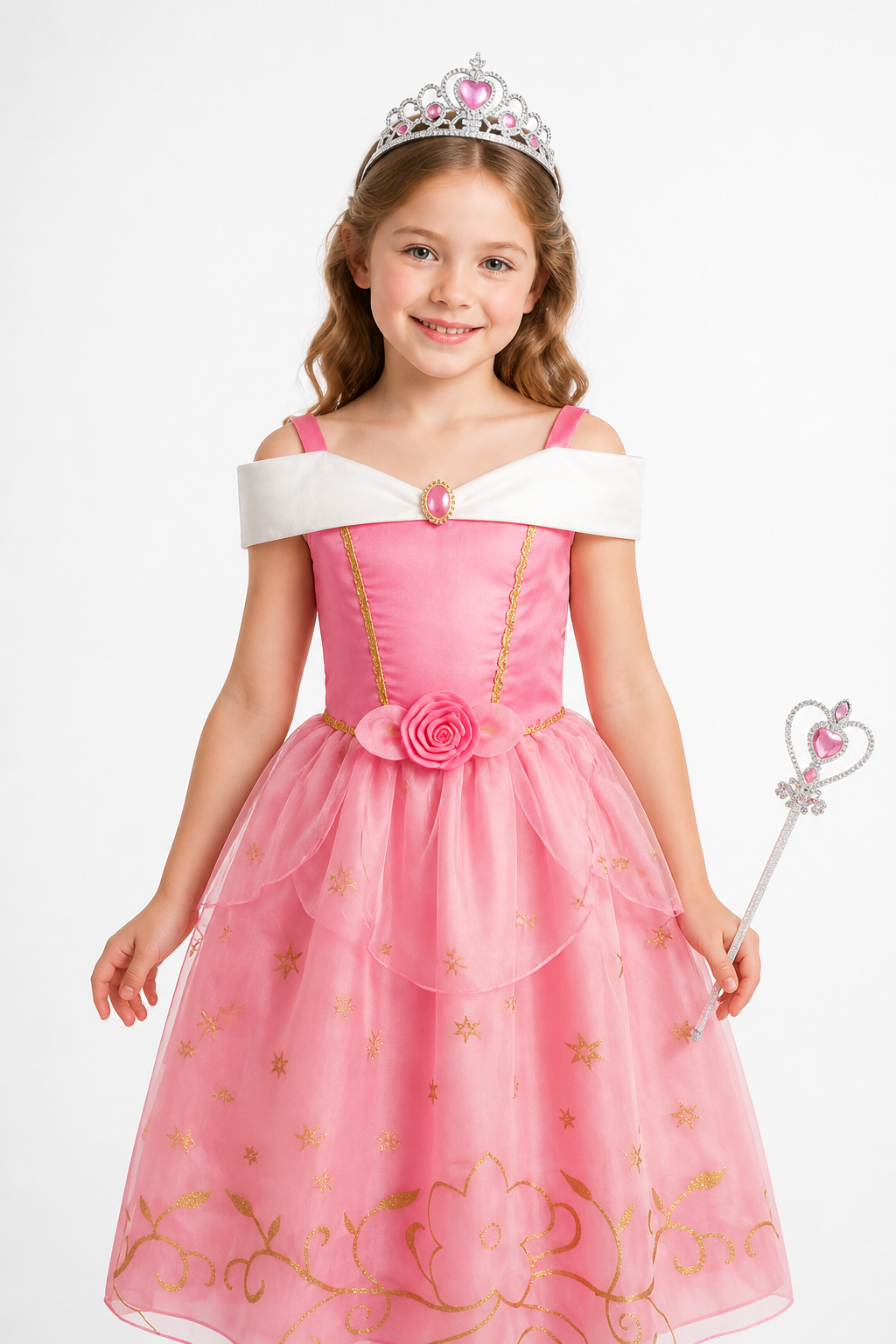 Princess Costume with Crown and Magic Wand Costume Headwear detail 3