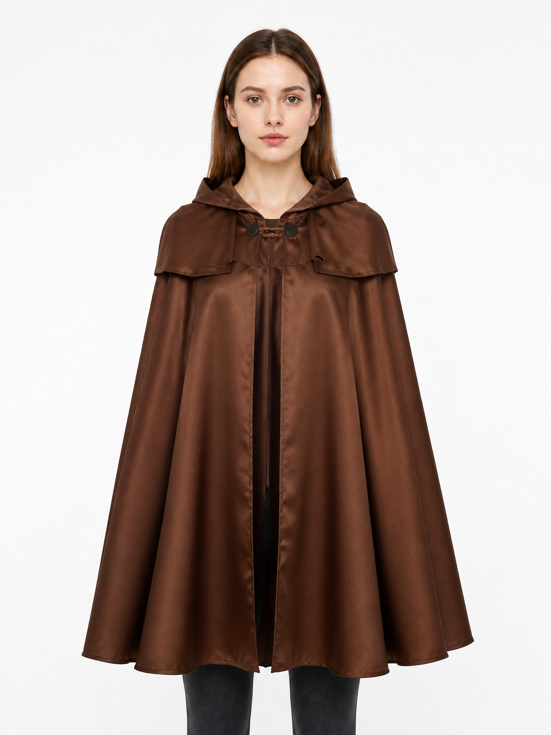 Long Brown Hooded Cloak-Cape Costume Capes detail 3