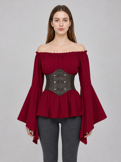 Medieval Red Dress with Belt and Sleeves