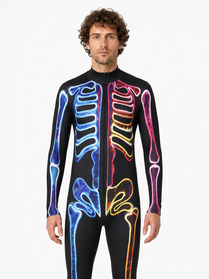 Skeleton Jumpsuit, Colorful Print, High Collar product detail 3