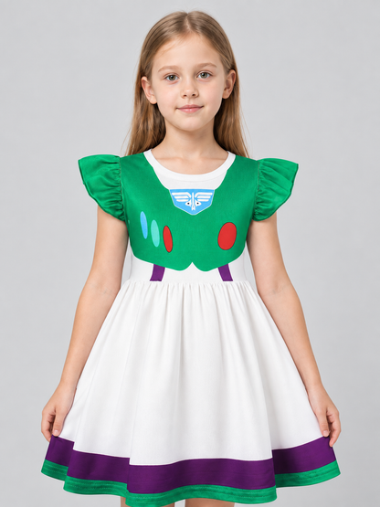 A-Line Children's Dress with Green Bodice Costume Dresses detail 2