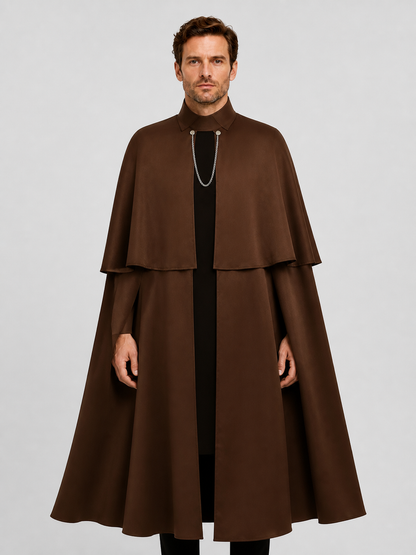 Brown Gothic Cloak with Chain for Cosplay and Halloween Costume Capes detail 3