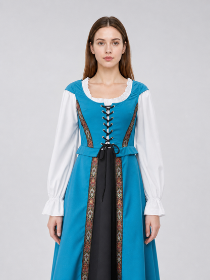 Blue Historical Costume with Long Sleeves