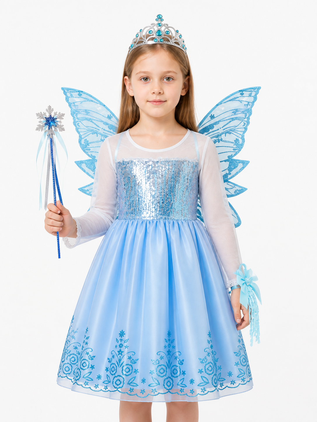 Princess Costume with Butterfly Wings and Crown Costume Headwear detail 3