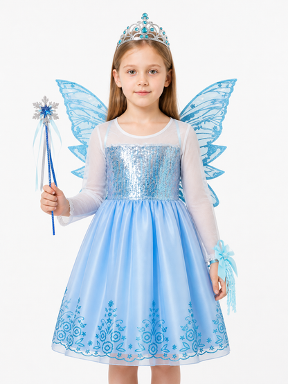 Princess Costume with Butterfly Wings and Crown Costume Headwear detail 3