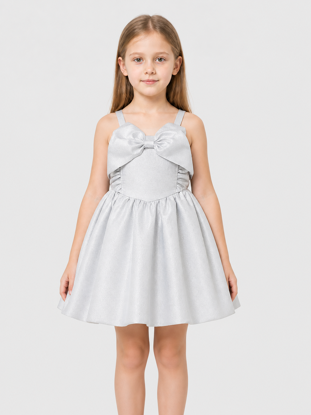 Silver Dressy Dress with a Bow and Full Skirt Costume Dresses detail 3