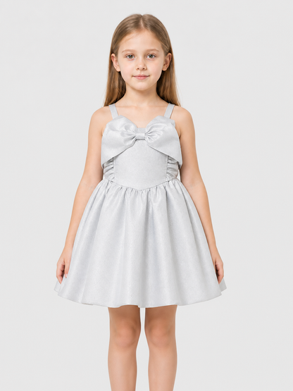 Silver Dressy Dress with a Bow and Full Skirt Costume Dresses detail 3