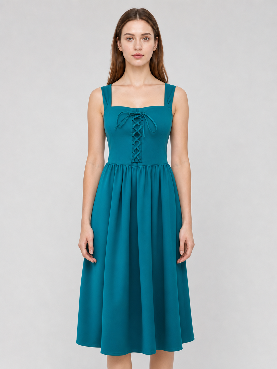 Teal Lace-Up Strap Dress product view 25