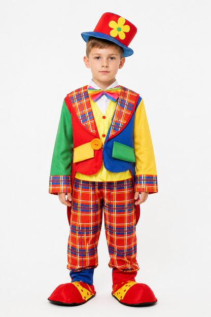 Plaid Clown Costume with a Flower on the Hat Costume Headwear detail 3