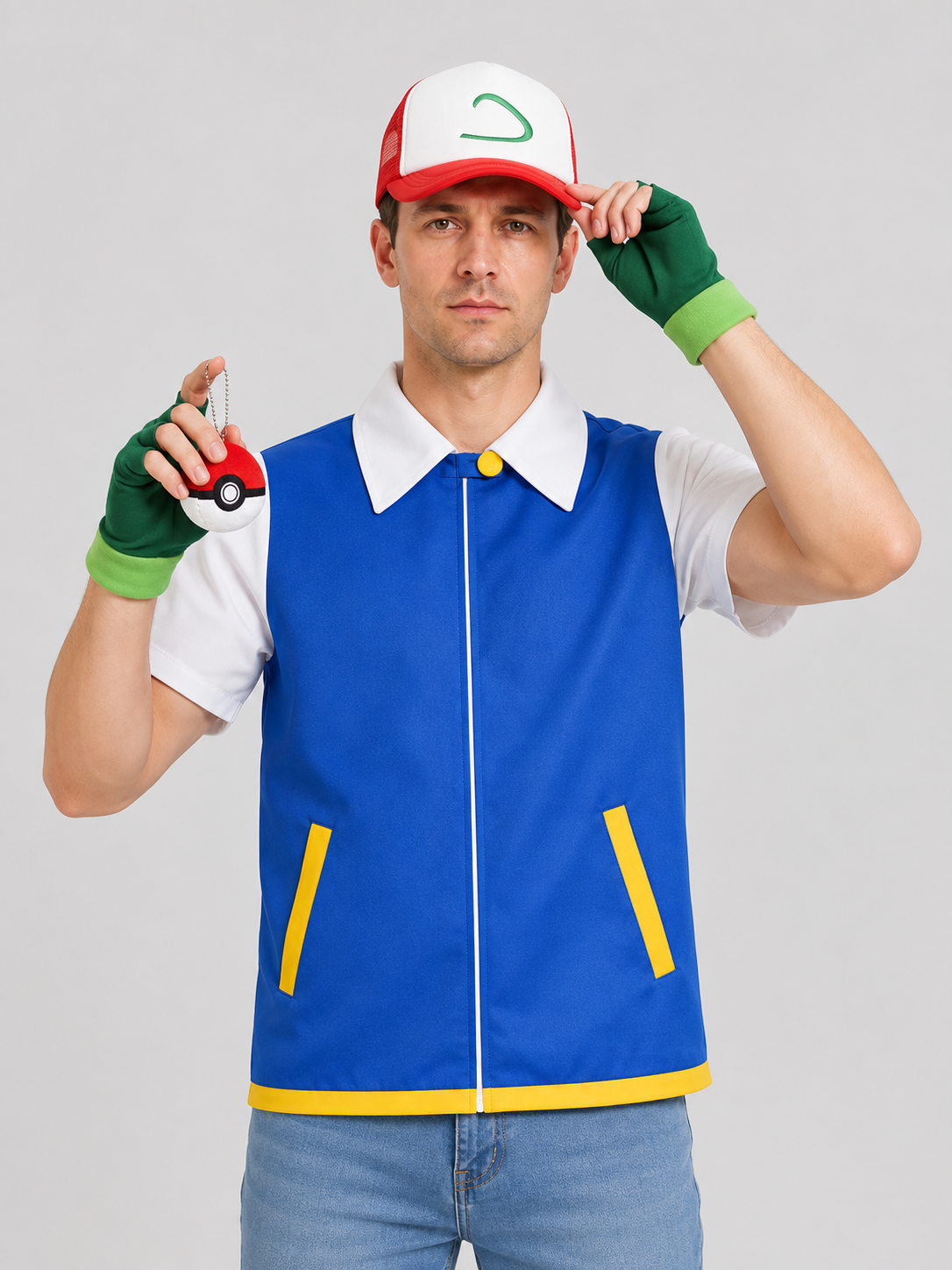 Ash from Pokémon Cosplay Costume with Cap and Accessories product detail 3