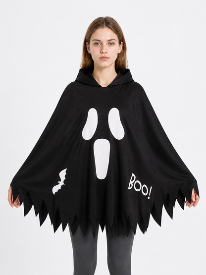 Halloween Hooded Cape with Ghost Print Costume Capes detail 3