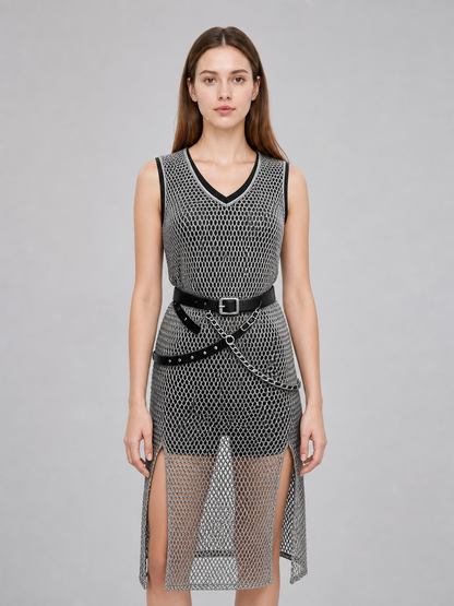 Sleeveless Renaissance-Style Dress with Slits