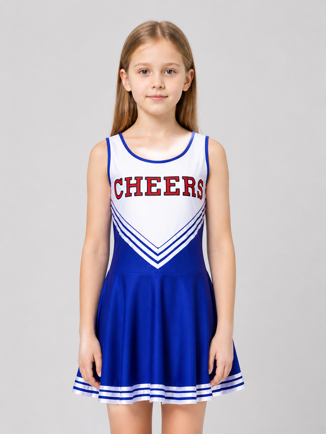 CHEERS Cheerleading Dress with Blue and White Stripes, 110-XXL Costume Dresses detail 2