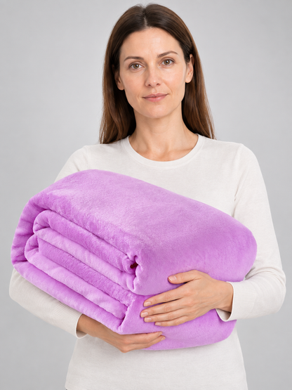 Solid Soft Fuzzy Polyester Blanket Lavender